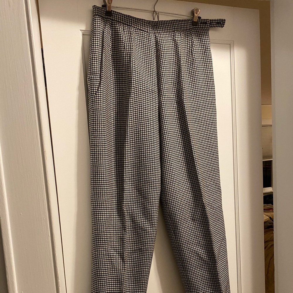 Talbots Black/White Houndstooth Pants, Size 12